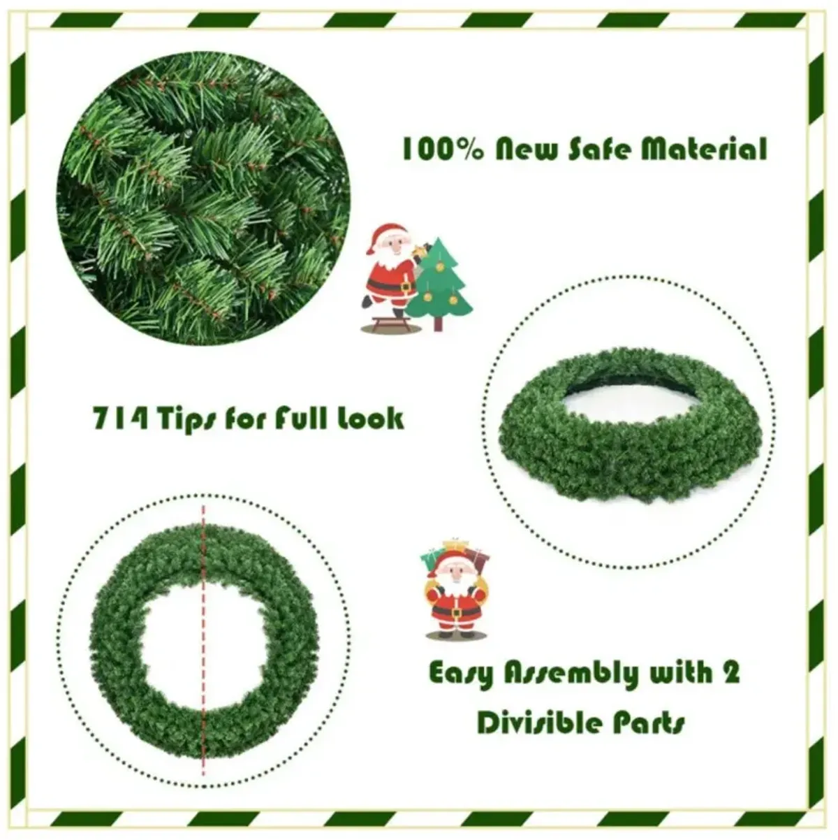 Hivvago 48 Inch Pre-lit Cordless Artificial Christmas Wreath