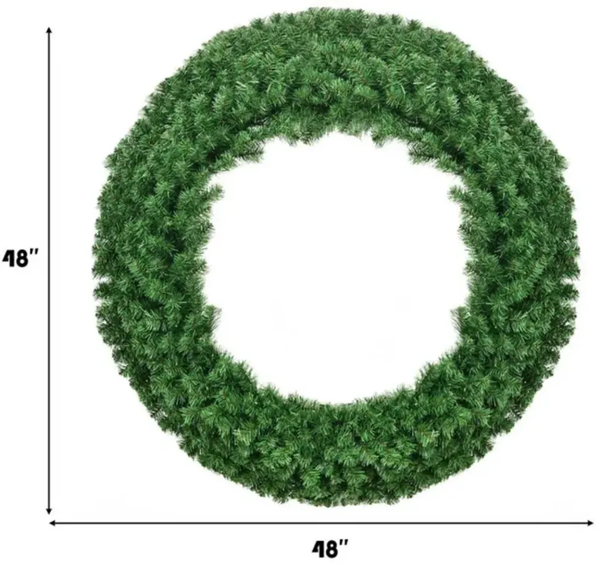 Hivvago 48 Inch Pre-lit Cordless Artificial Christmas Wreath