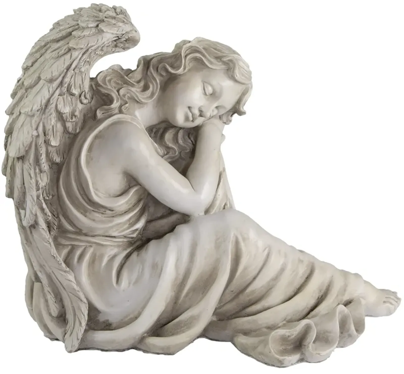 17" Gray Resting Angel Outdoor Garden Statue