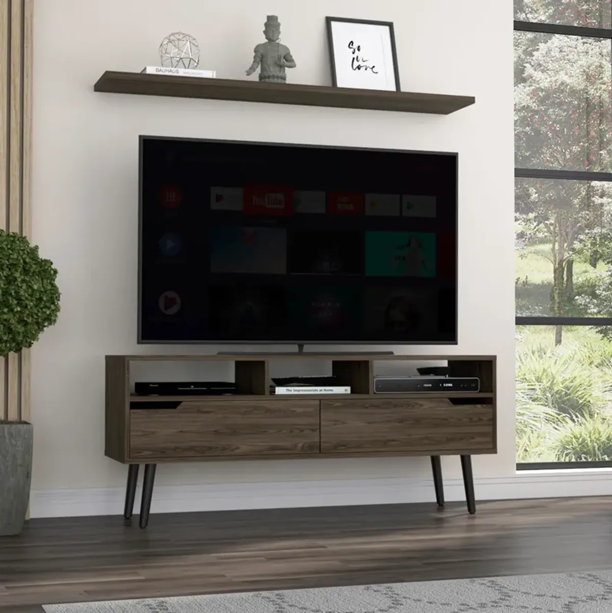 Tv Stand For Tv´S Up 52" Bull, Living Room, Dark Walnut