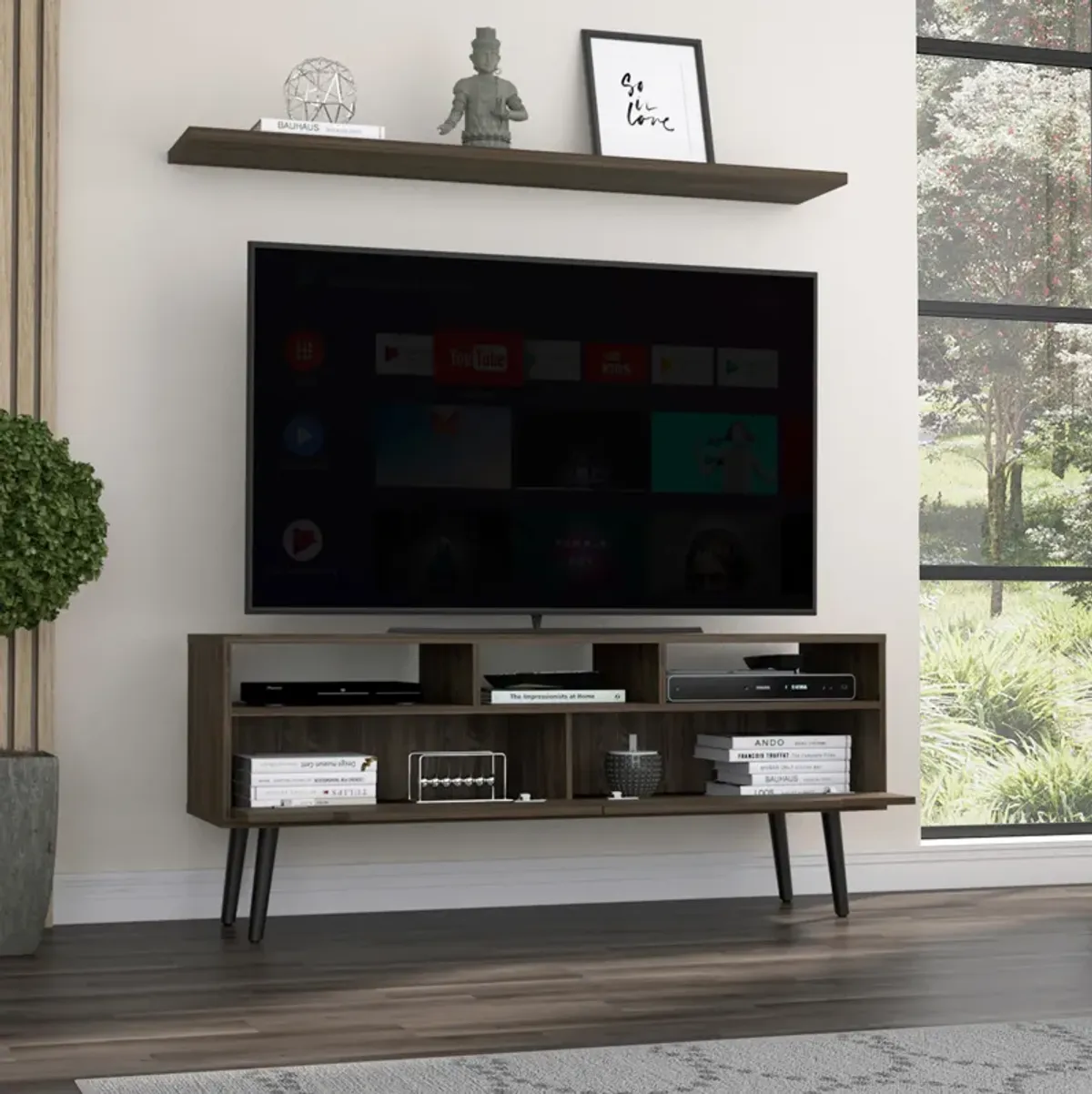 Tv Stand For Tv´S Up 52" Bull, Living Room, Dark Walnut