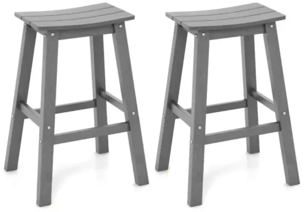Hivvago 29 Inch HDPE Patio Bar Stool Set of 2 Armless Saddle Stools