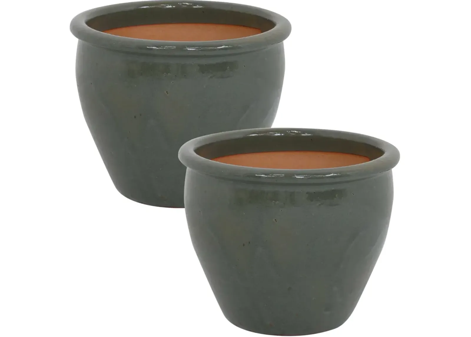 Sunnydaze Chalet Glazed Ceramic Planter - Set of 2