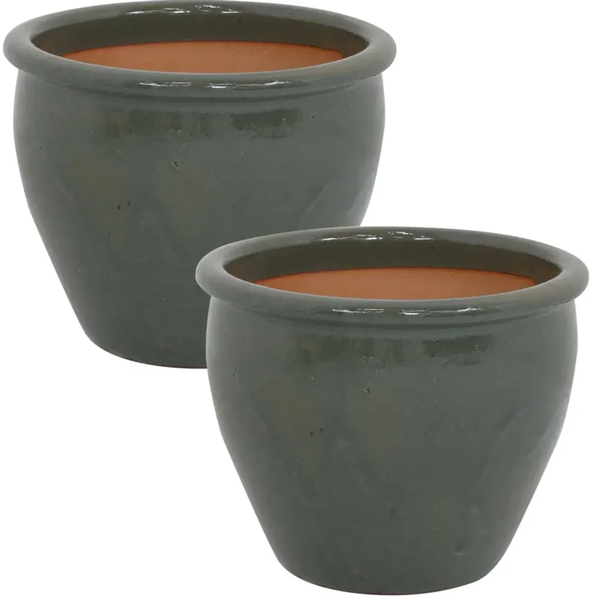 Sunnydaze Chalet Glazed Ceramic Planter - Set of 2