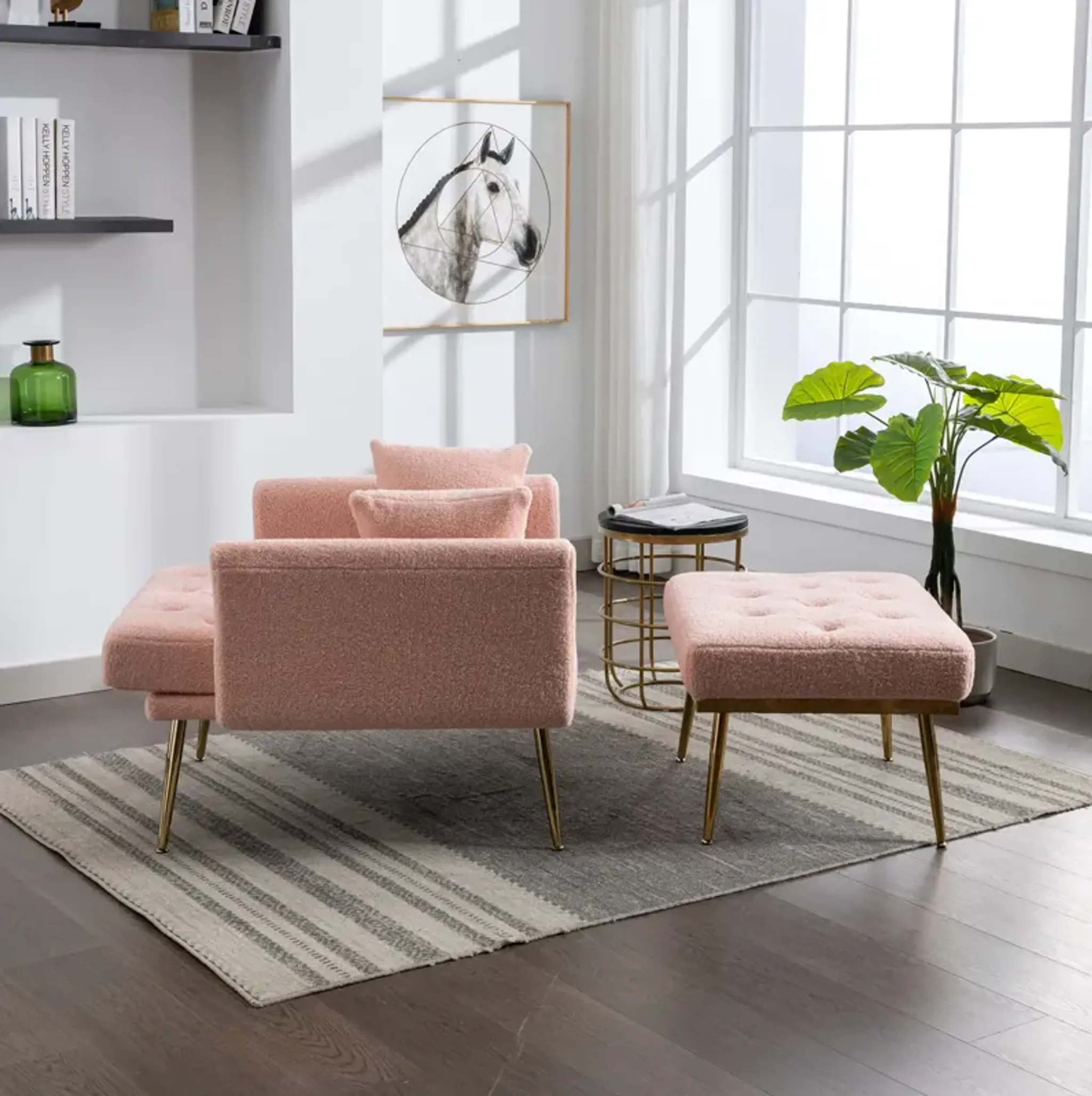 3661 Wide Modern Accent Chair With 3 Positions Adjustable Backrest ...