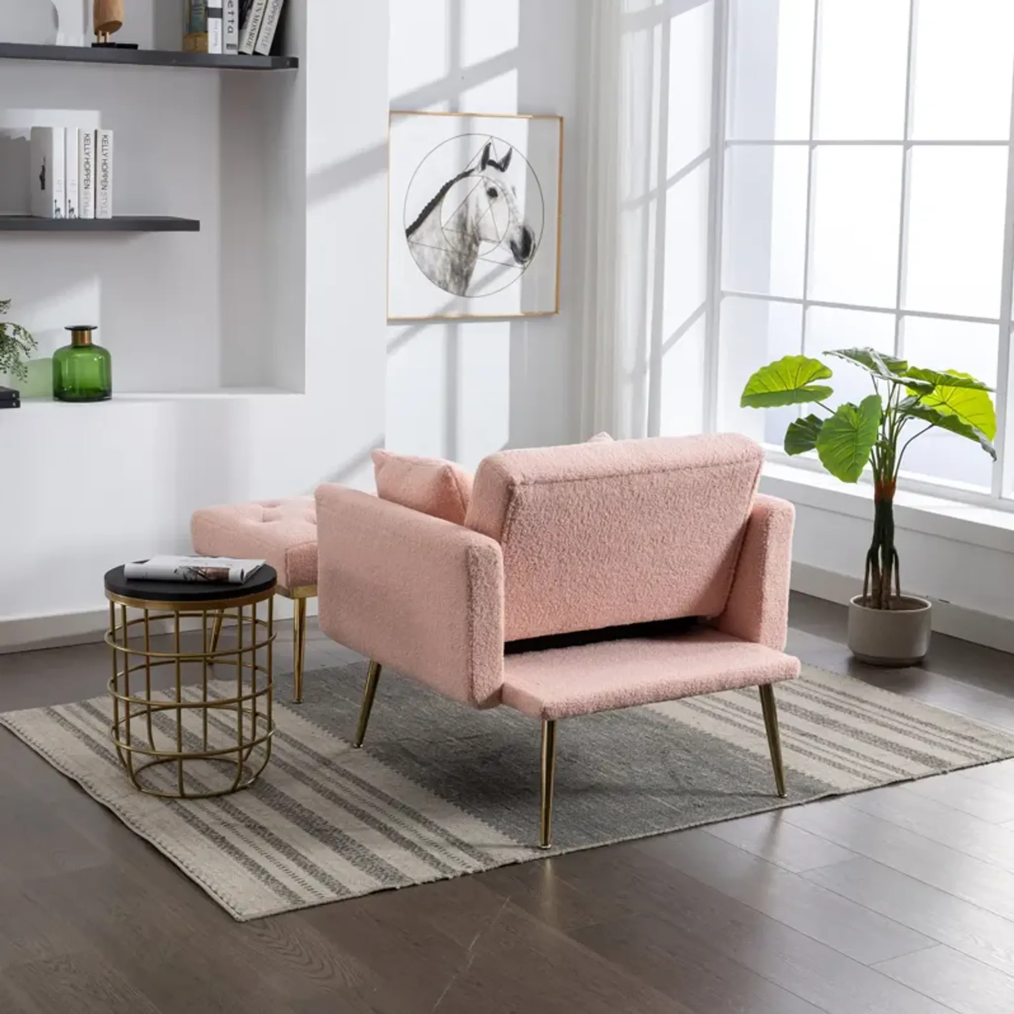 3661 Wide Modern Accent Chair With 3 Positions Adjustable Backrest ...