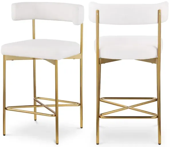 Meridian Furniture Rivage Durable Linen Textured Fabric Stool, Set of 2