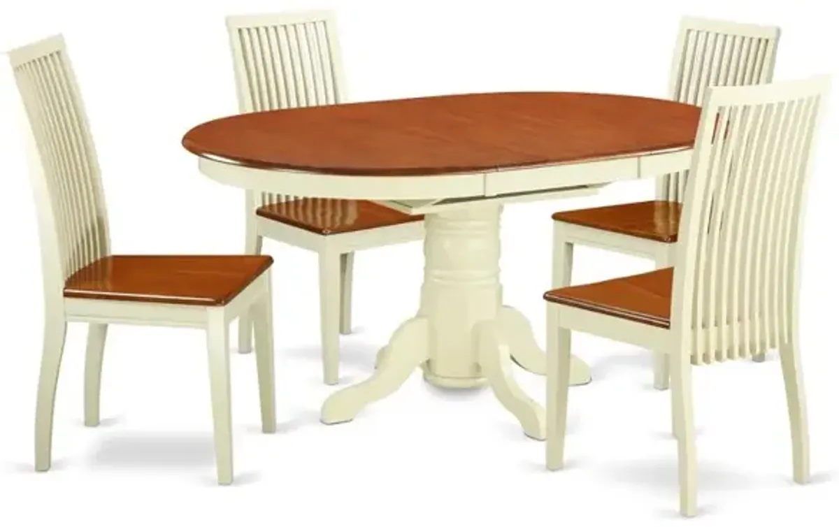 Dining Room Set Buttermilk & Cherry, AVIP5-BMK-W