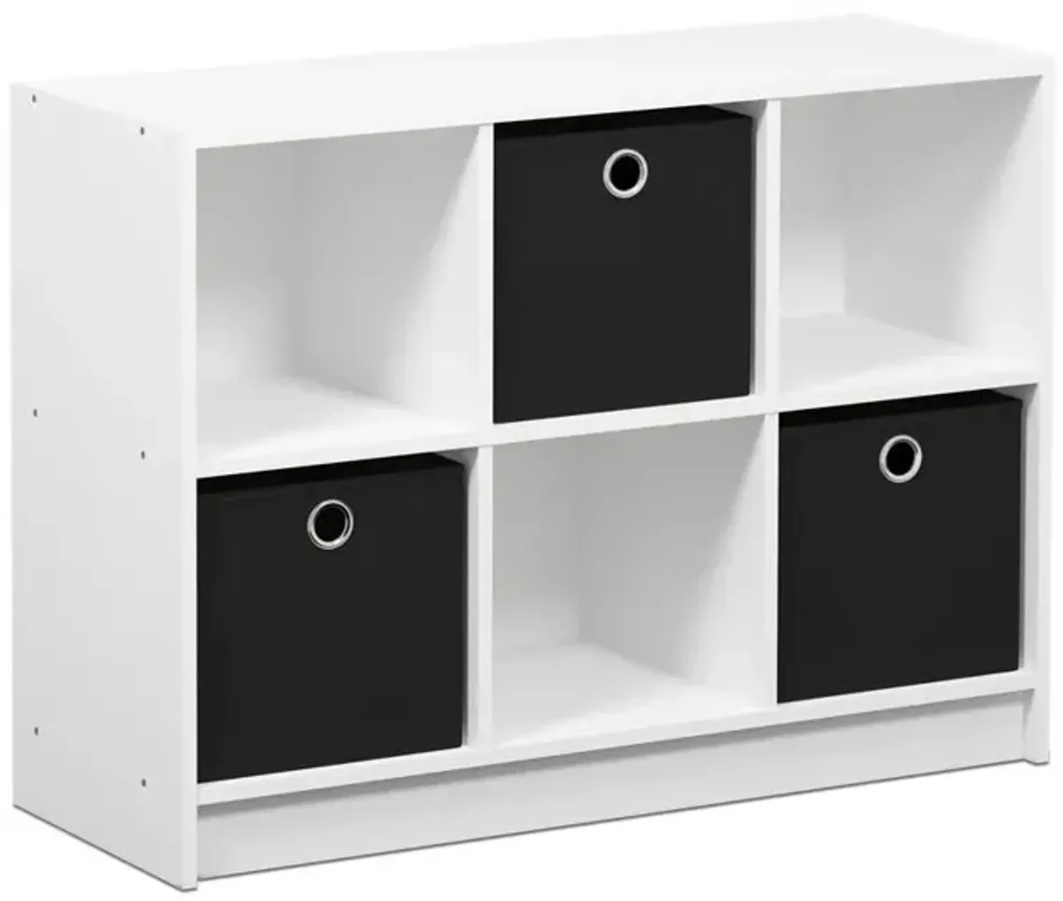 Furinno 99940 Basic 3x2 Bookcase Storage w/Bins, White/Black