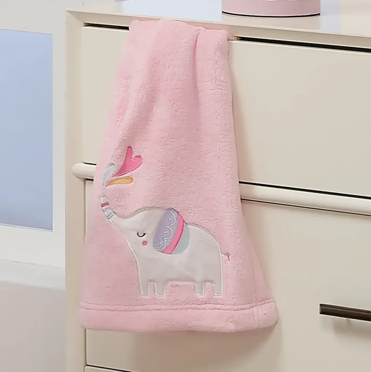 Bedtime Originals Elephant Dreams Appliqued Soft Fleece Baby Blanket - Pink