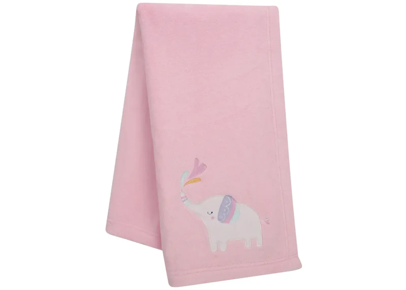 Bedtime Originals Elephant Dreams Appliqued Soft Fleece Baby Blanket - Pink