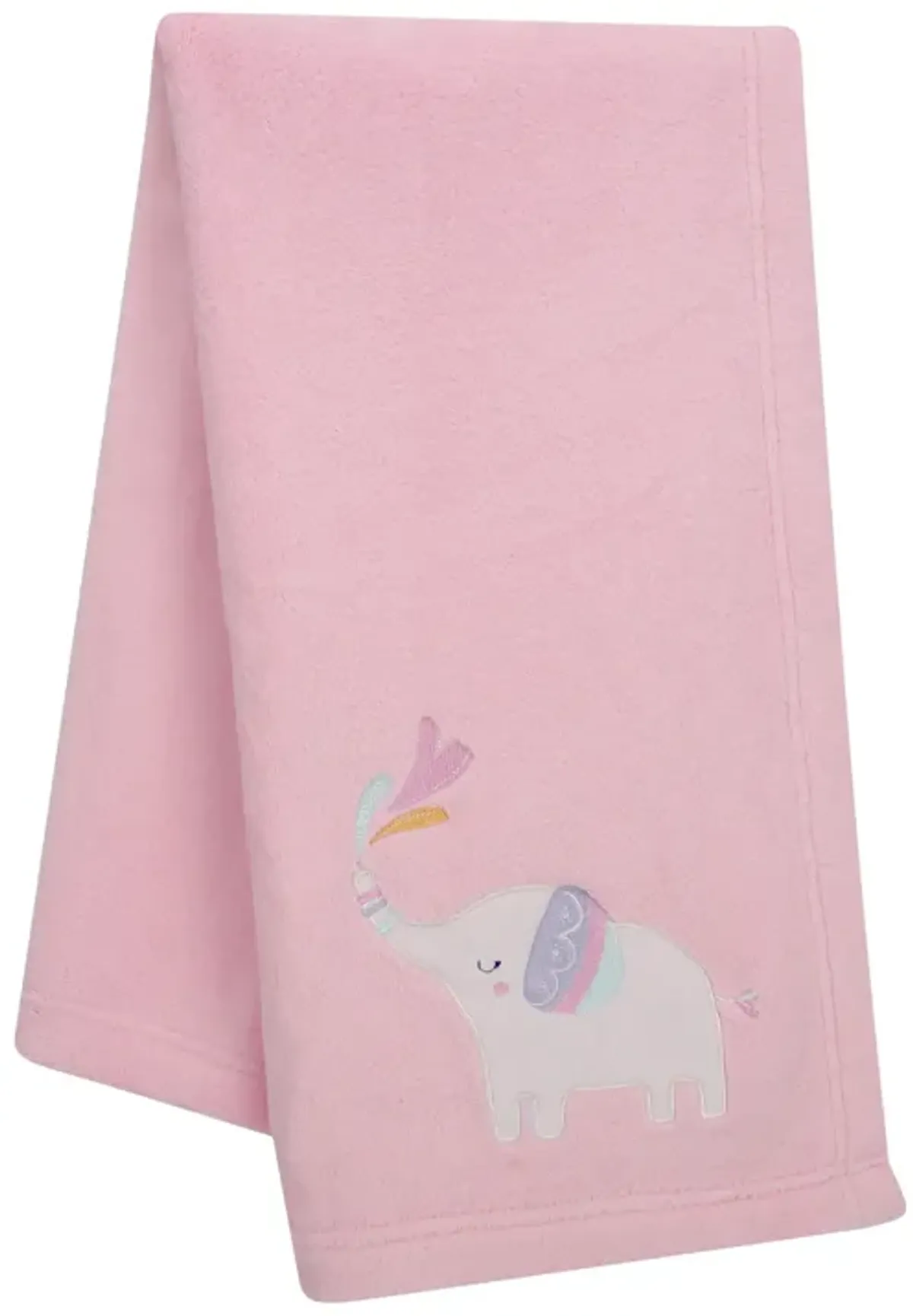 Bedtime Originals Elephant Dreams Appliqued Soft Fleece Baby Blanket - Pink