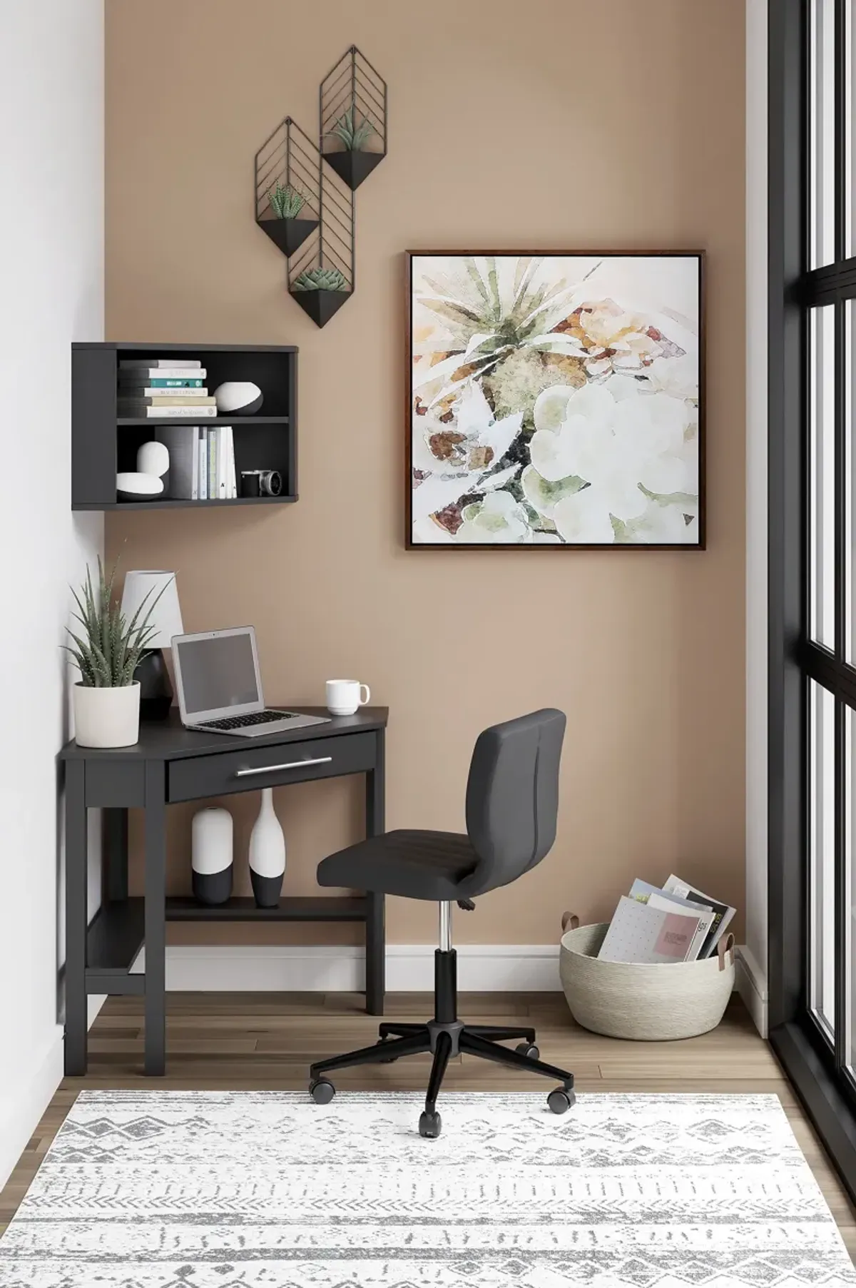 Otaska Home Office Corner Desk with Bookcase