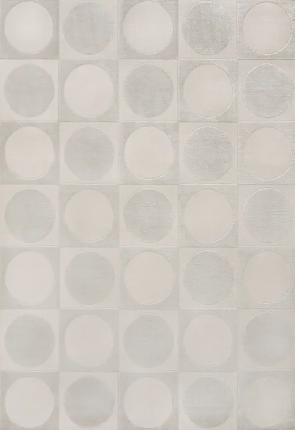 Helena Modern Geometric Circles In Squares High-Low Area Rug