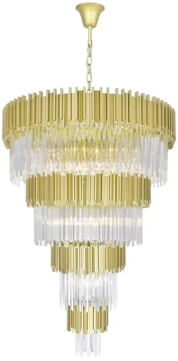 CWI Lighting Deco 34 Light Down Chandelier With Medallion Gold Finish