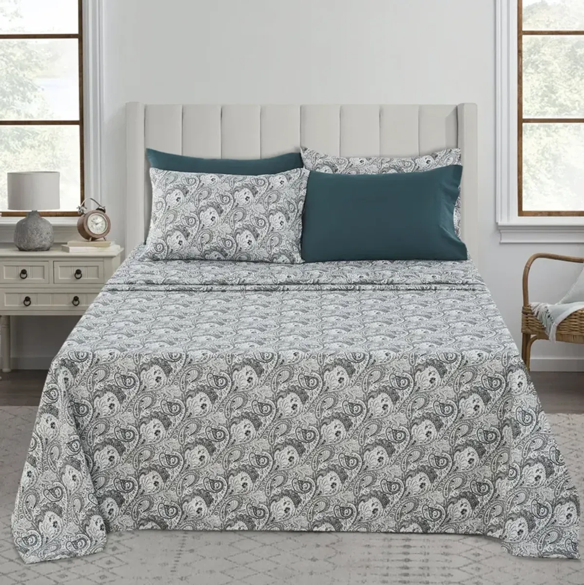 Lux Decor Collection Bed Sheets - Brushed Microfiber Paisley Sheet Set