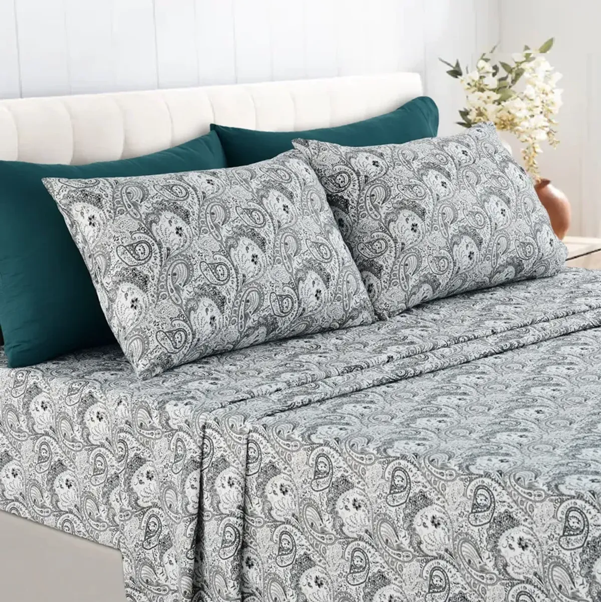 Lux Decor Collection Bed Sheets - Brushed Microfiber Paisley Sheet Set