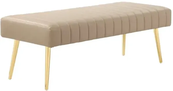 Pangea Home Gold Hilda Bench Faux Leather Sand