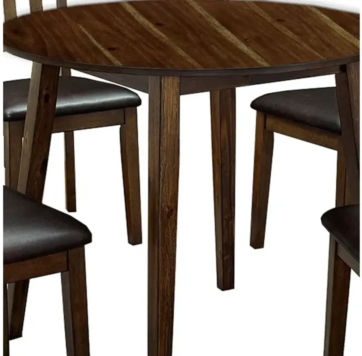 Wooden Dining Table with Ladder Back Style Chairs, Set of 5, Brown - Benzara