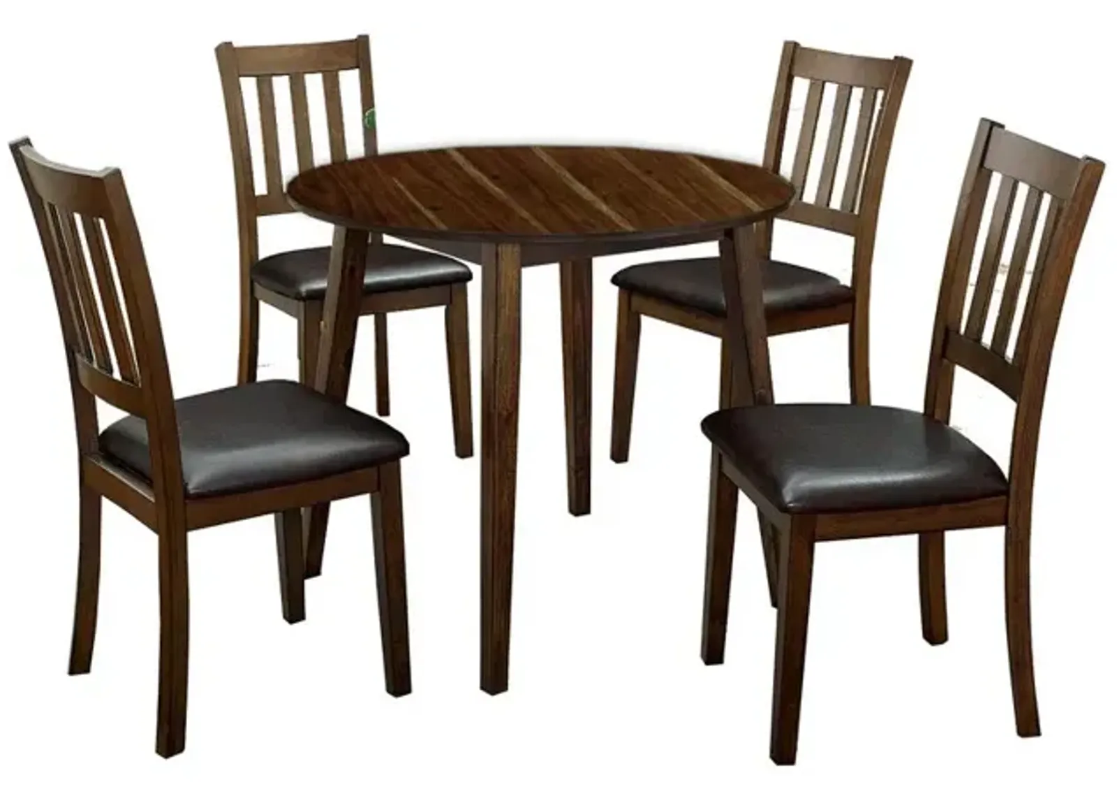 Wooden Dining Table with Ladder Back Style Chairs, Set of 5, Brown - Benzara