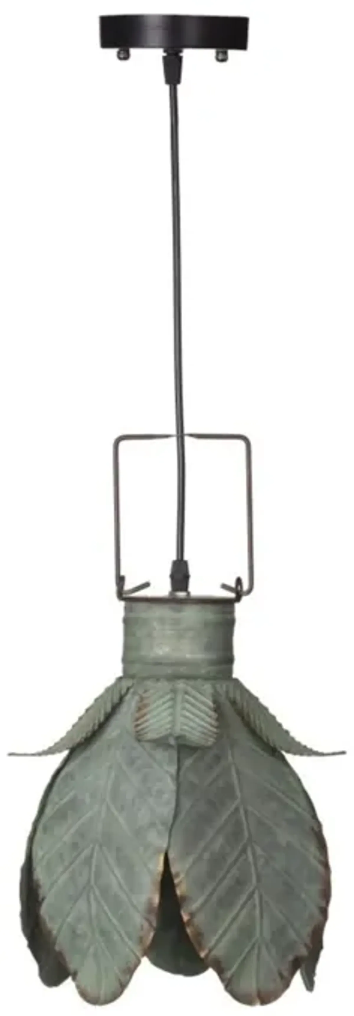 11" Gray and Green Vintage Petal Pendant Chandelier