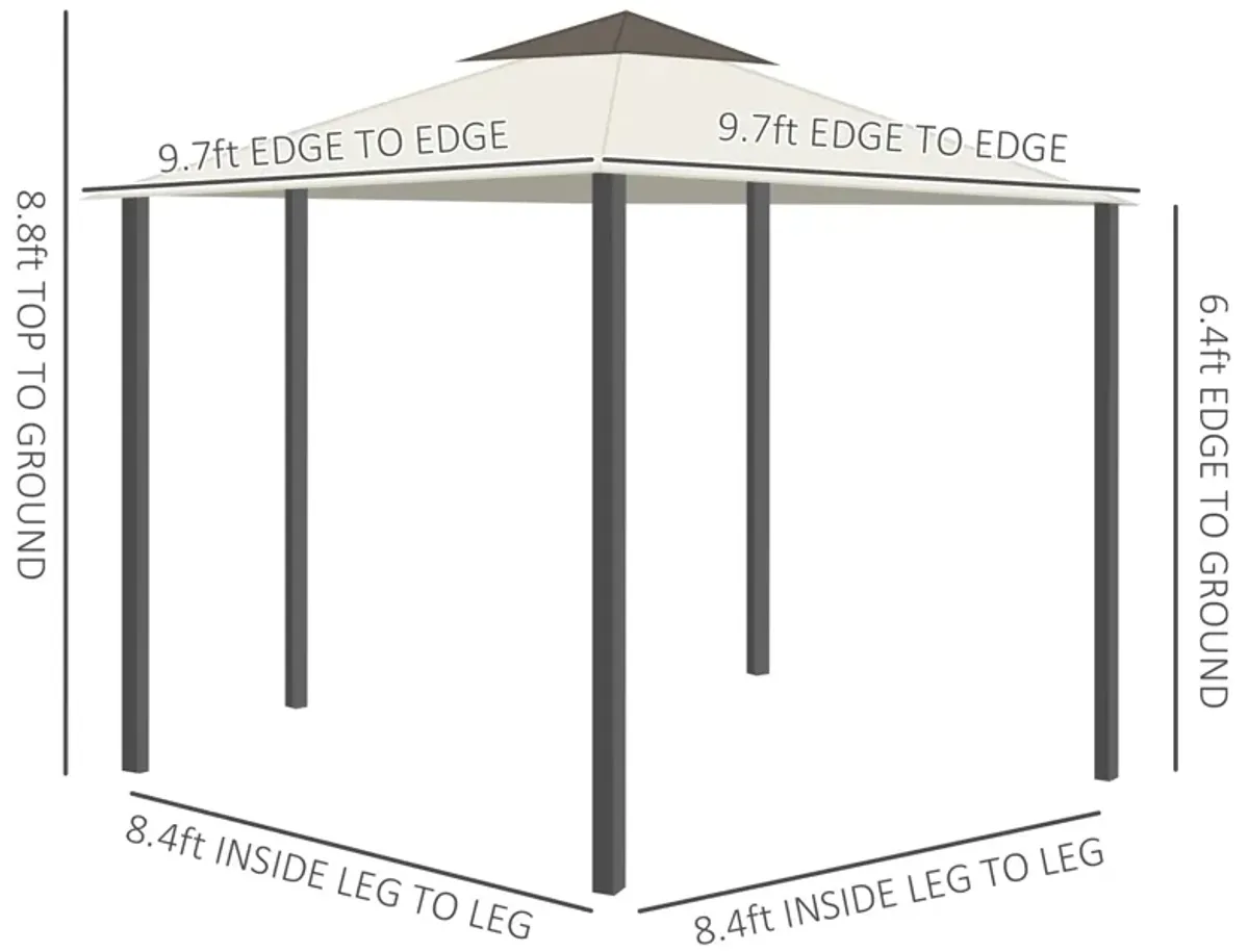 Cream White Garden Pavilion: 10'x10' Aluminum Gazebo with Curtains