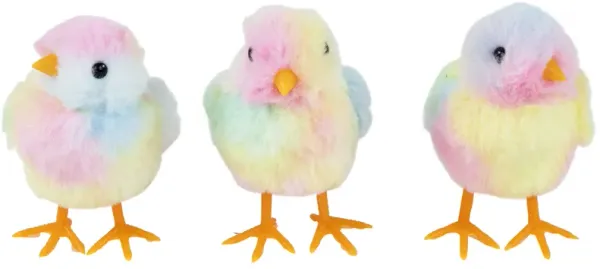 Plush Tie Dye Easter Chick Figurines - 4.25" - Set of 3
