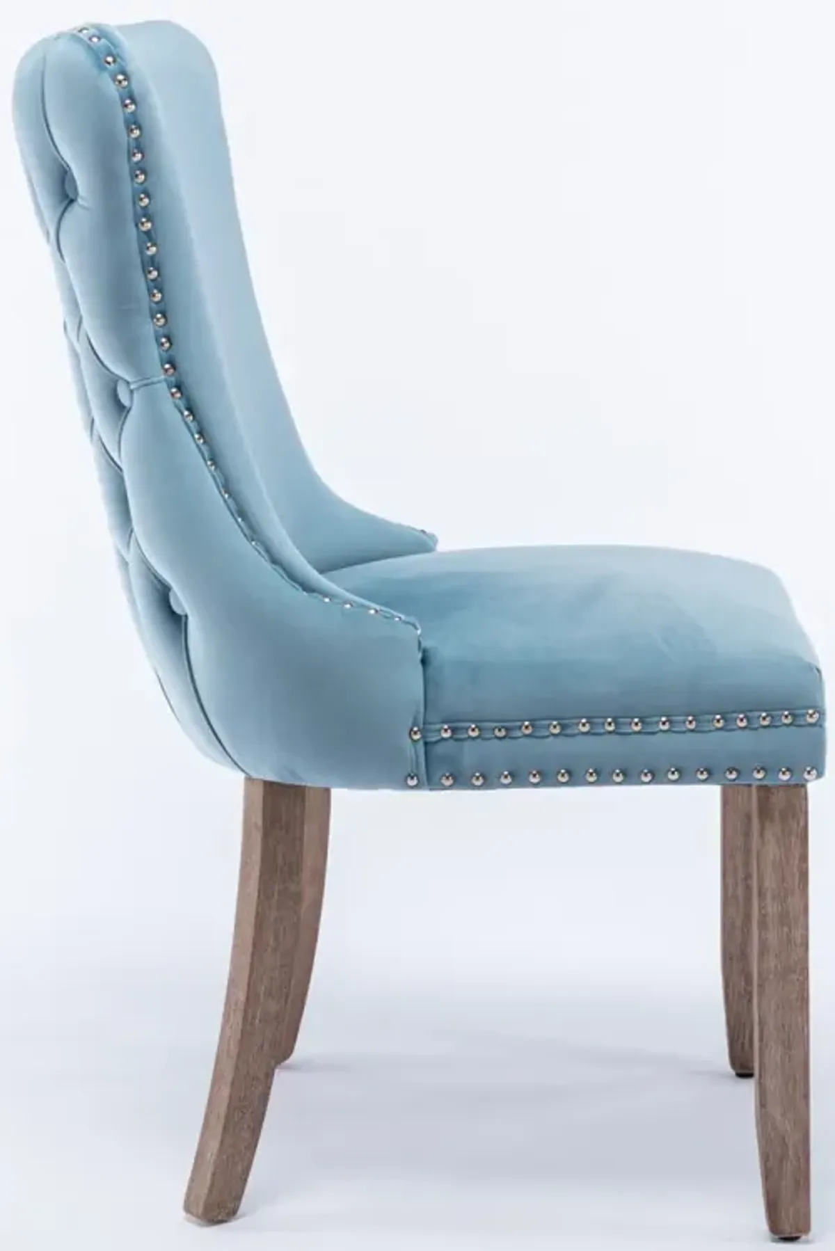 Set of 2 Light Blue Wingback Dining Chairs