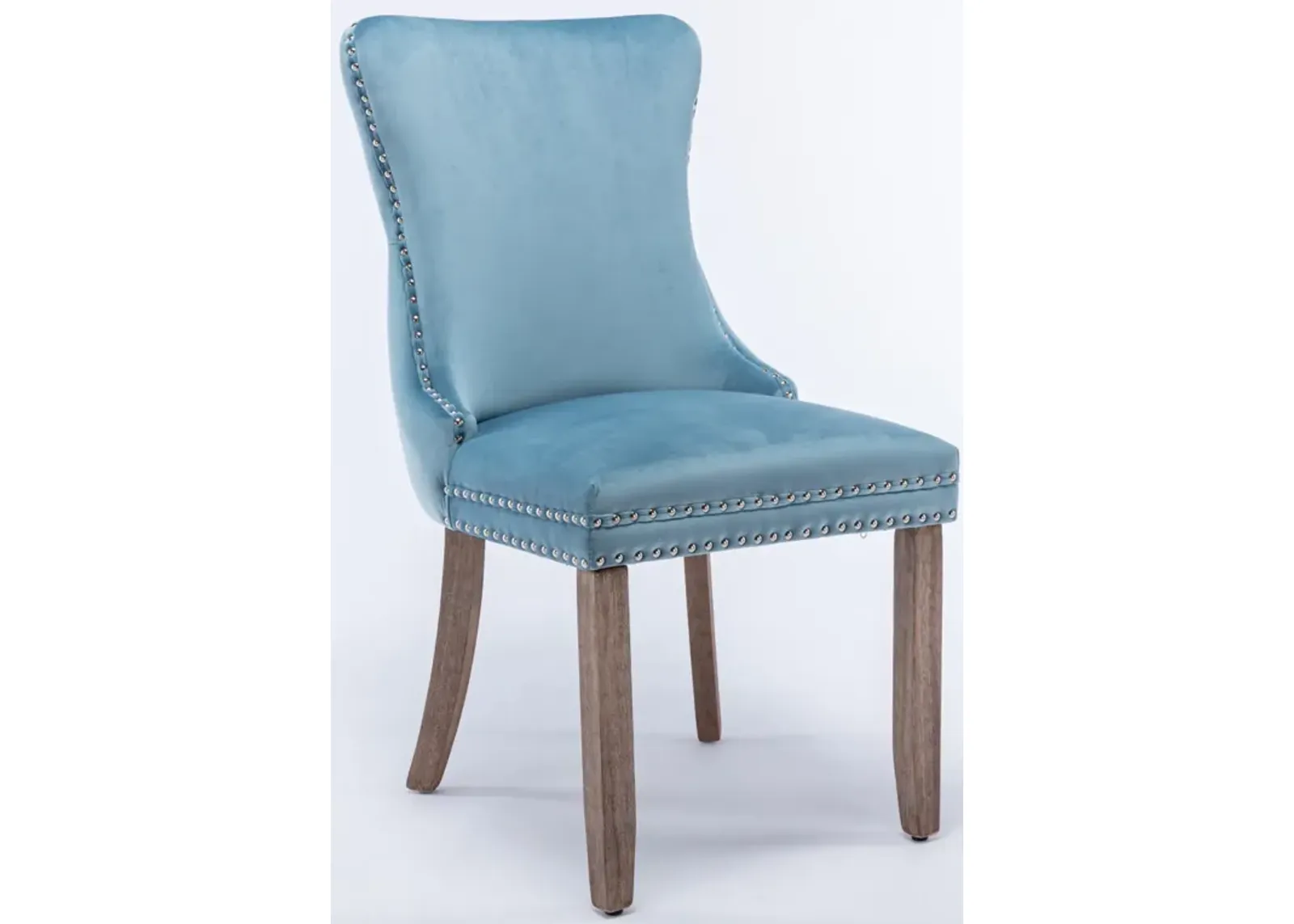 Set of 2 Light Blue Wingback Dining Chairs