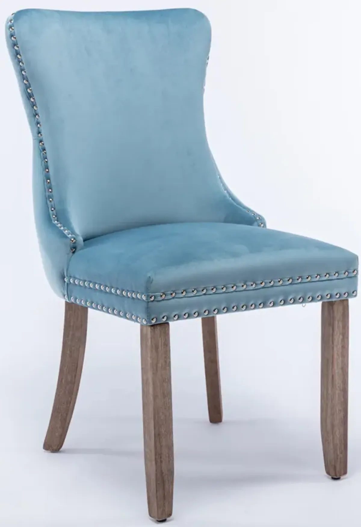 Set of 2 Light Blue Wingback Dining Chairs