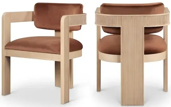 Meridian Furniture Sacha Cognac Velvet Dining Chair, Set of 2