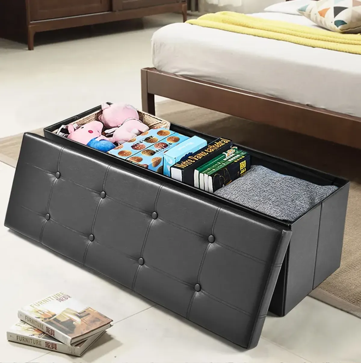 Large Folding Ottoman Storage Seat