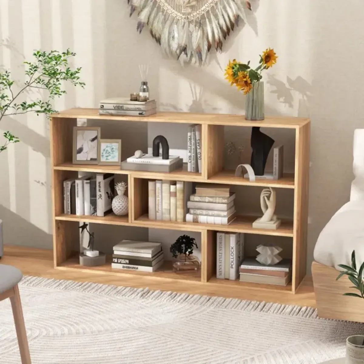 Hivvago 2-Piece Separable Bookshelf Floor Standing Corner Display Storage