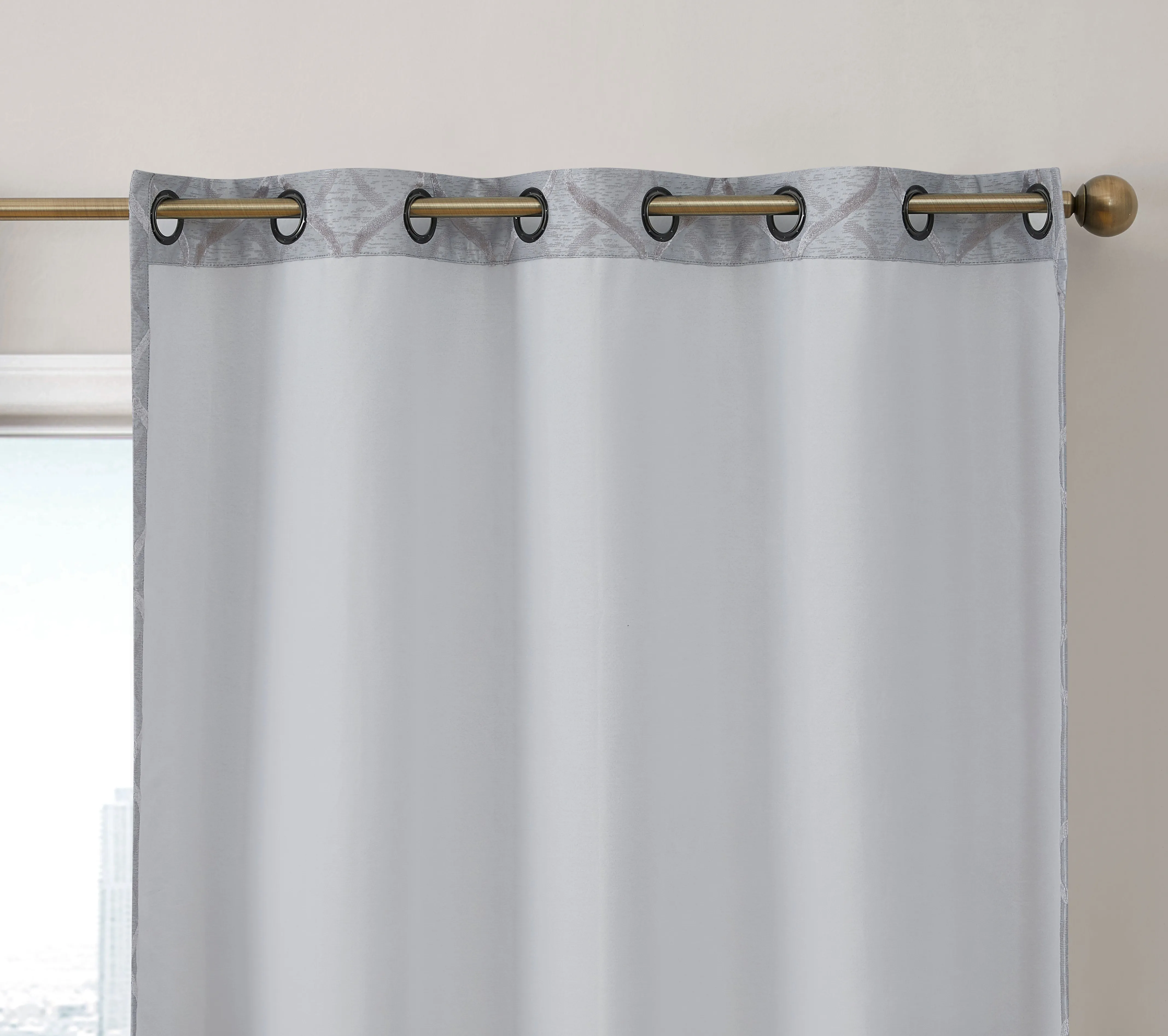 THD Sally Lattice Flocked 100% Full Blackout Room Darkening Thermal Energy Efficient Window Curtain Grommet Panels - 2 Panels