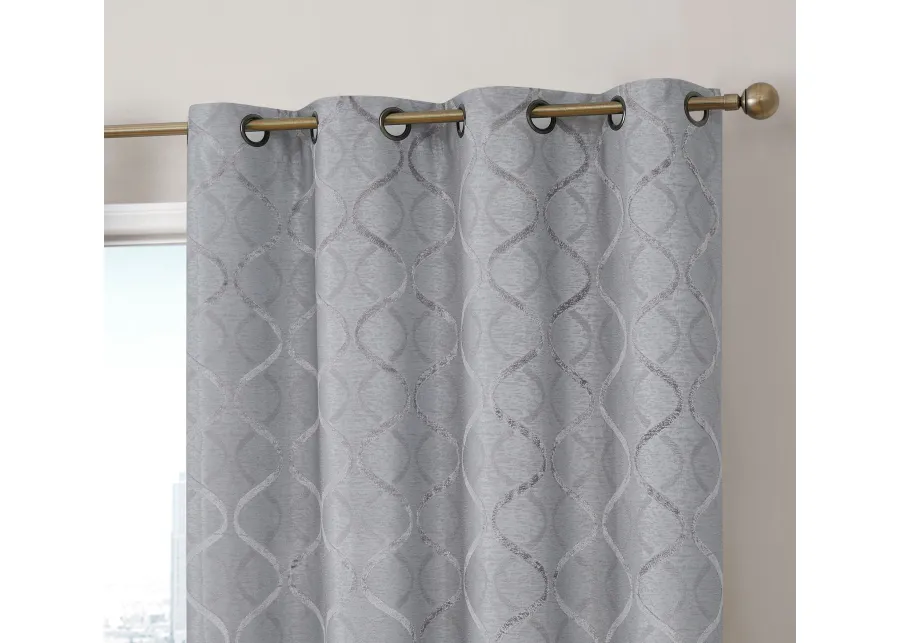 THD Sally Lattice Flocked 100% Full Blackout Room Darkening Thermal Energy Efficient Window Curtain Grommet Panels - 2 Panels