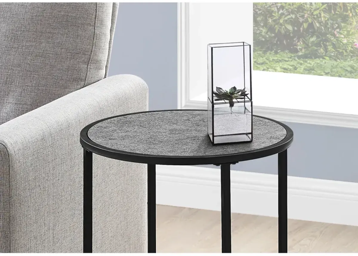 Monarch Specialties I 2206 Accent Table, Side, Round, End, Nightstand, Lamp, Living Room, Bedroom, Metal, Laminate, Grey, Black, Contemporary, Modern