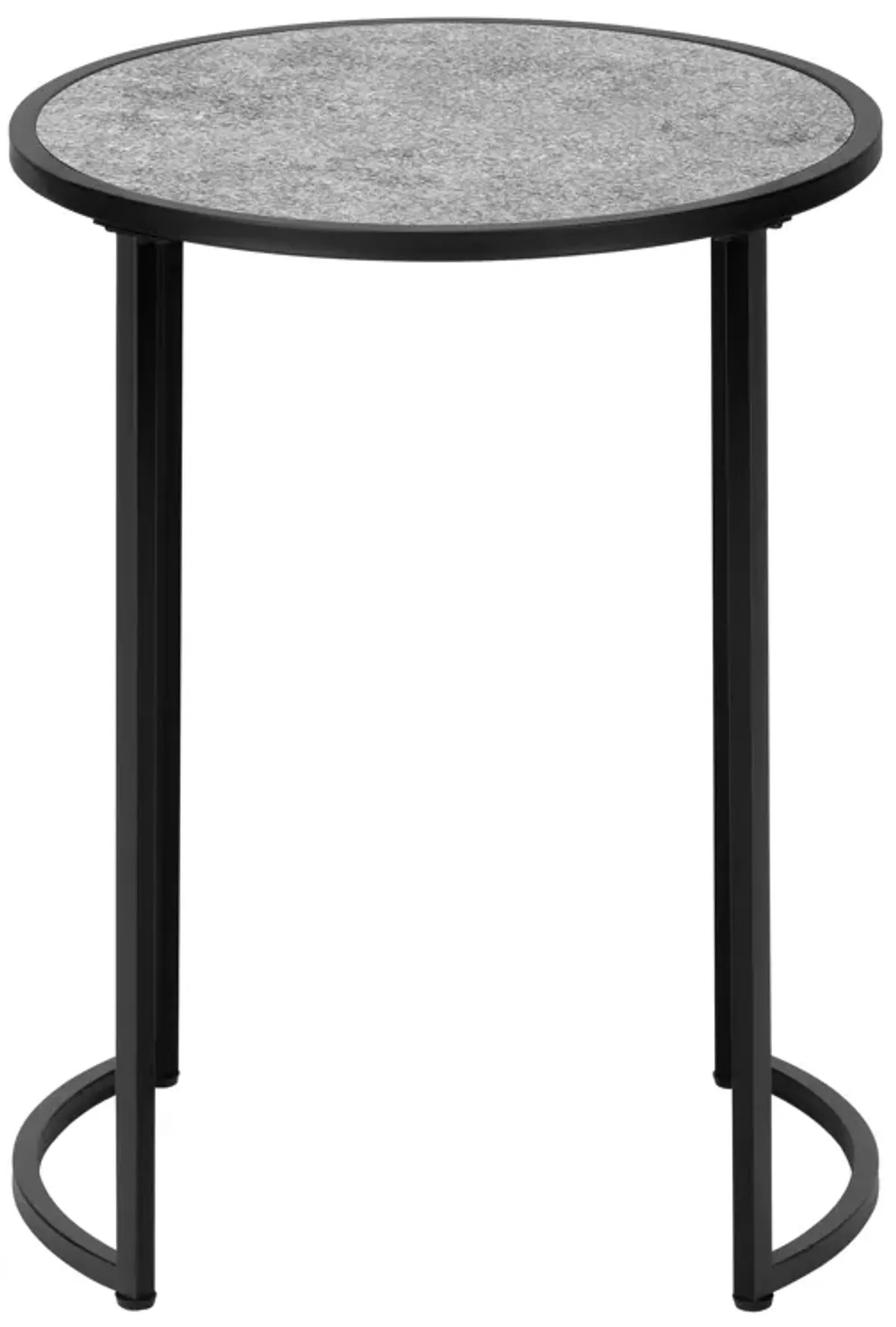 Monarch Specialties I 2206 Accent Table, Side, Round, End, Nightstand, Lamp, Living Room, Bedroom, Metal, Laminate, Grey, Black, Contemporary, Modern