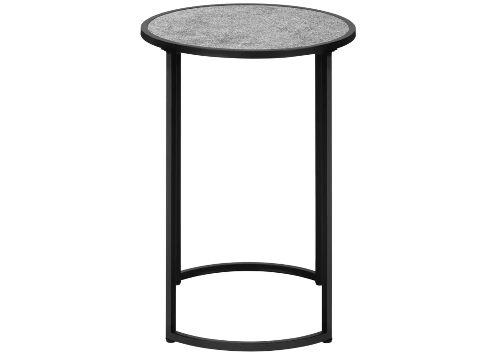 Monarch Specialties I 2206 Accent Table, Side, Round, End, Nightstand, Lamp, Living Room, Bedroom, Metal, Laminate, Grey, Black, Contemporary, Modern