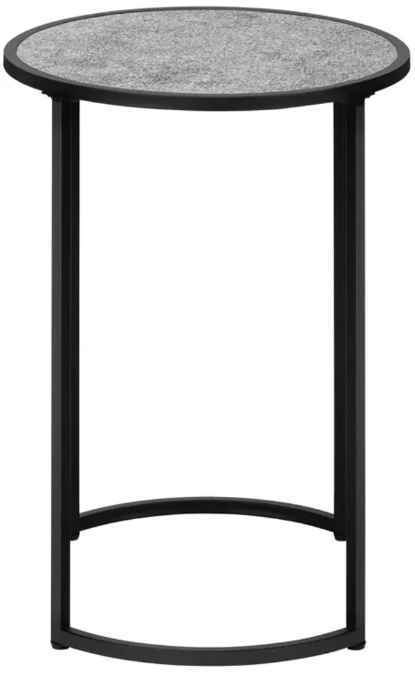 Monarch Specialties I 2206 Accent Table, Side, Round, End, Nightstand, Lamp, Living Room, Bedroom, Metal, Laminate, Grey, Black, Contemporary, Modern