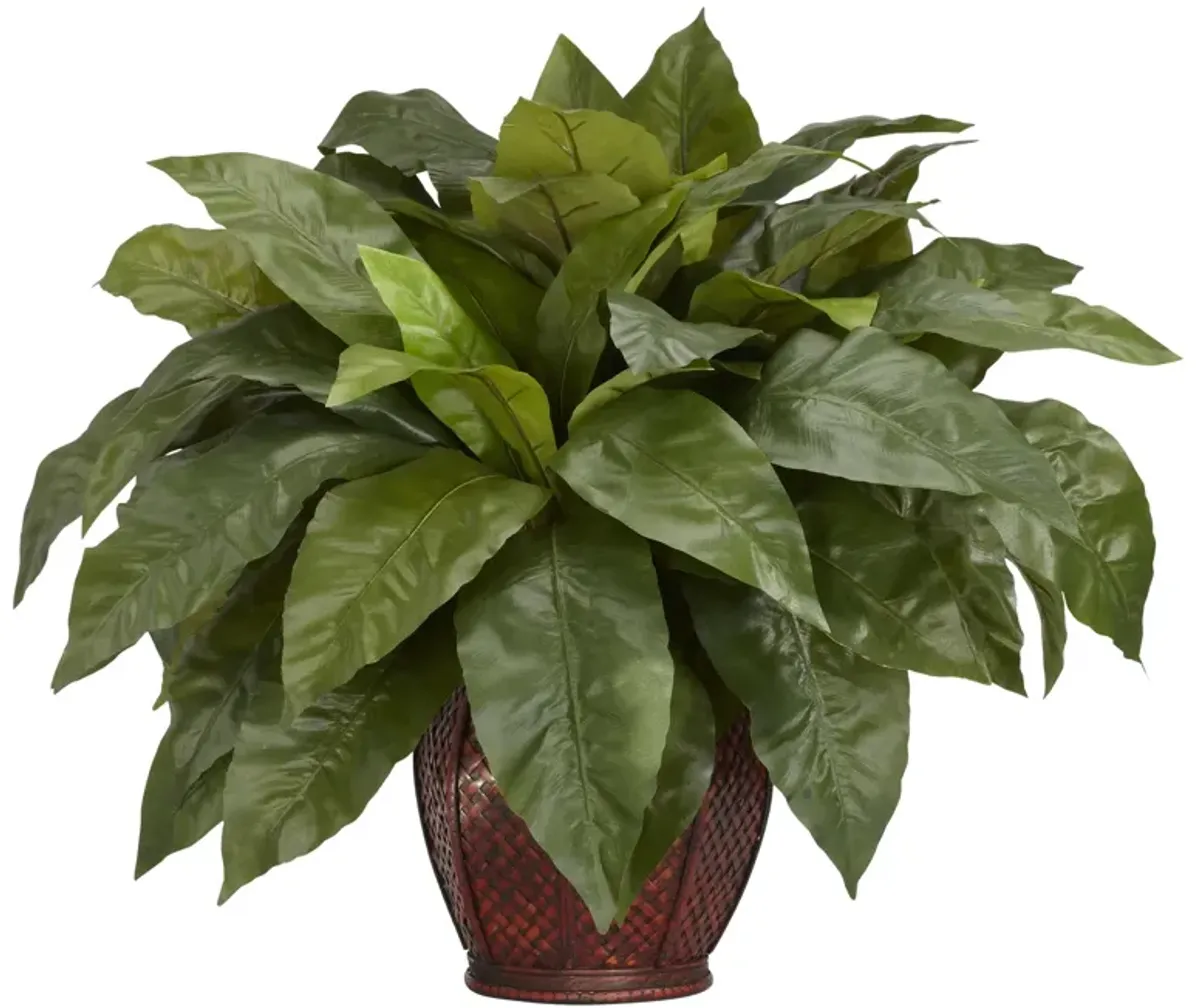 Hivvago Birdsnest Fern w/Decorative Vase Silk Plant