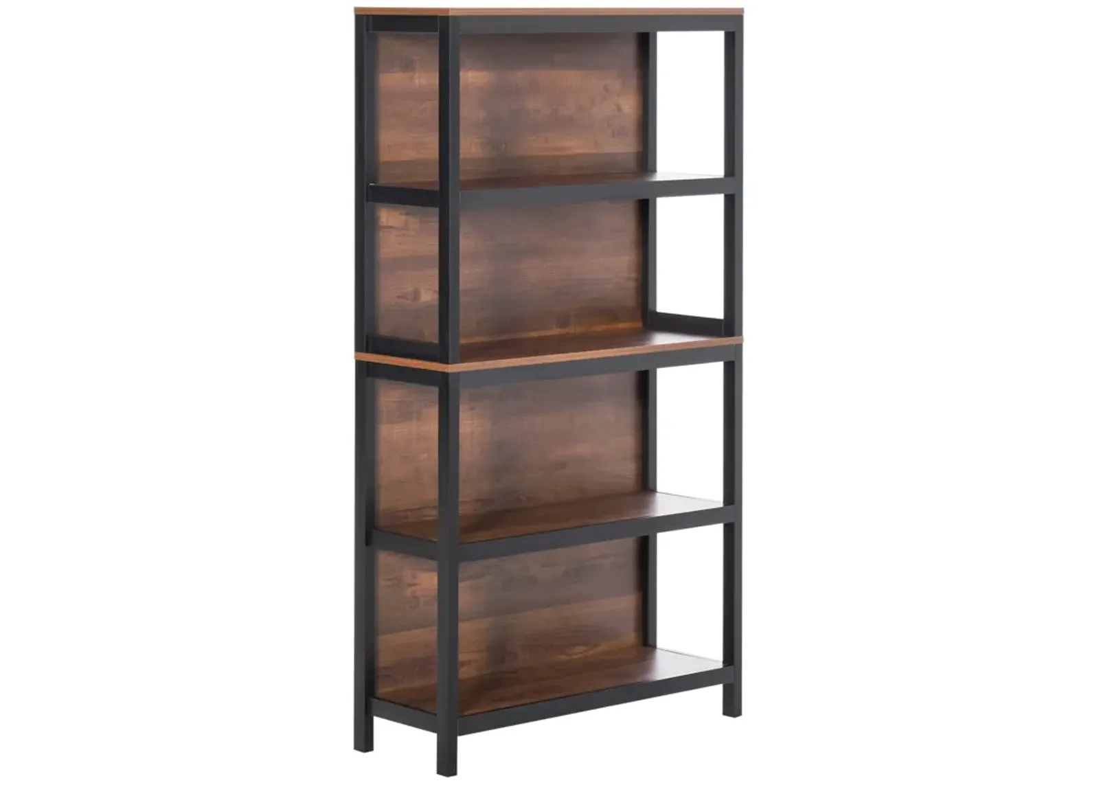 Walnut Bookshelf: 4-Tier Modern Design Storage Rack