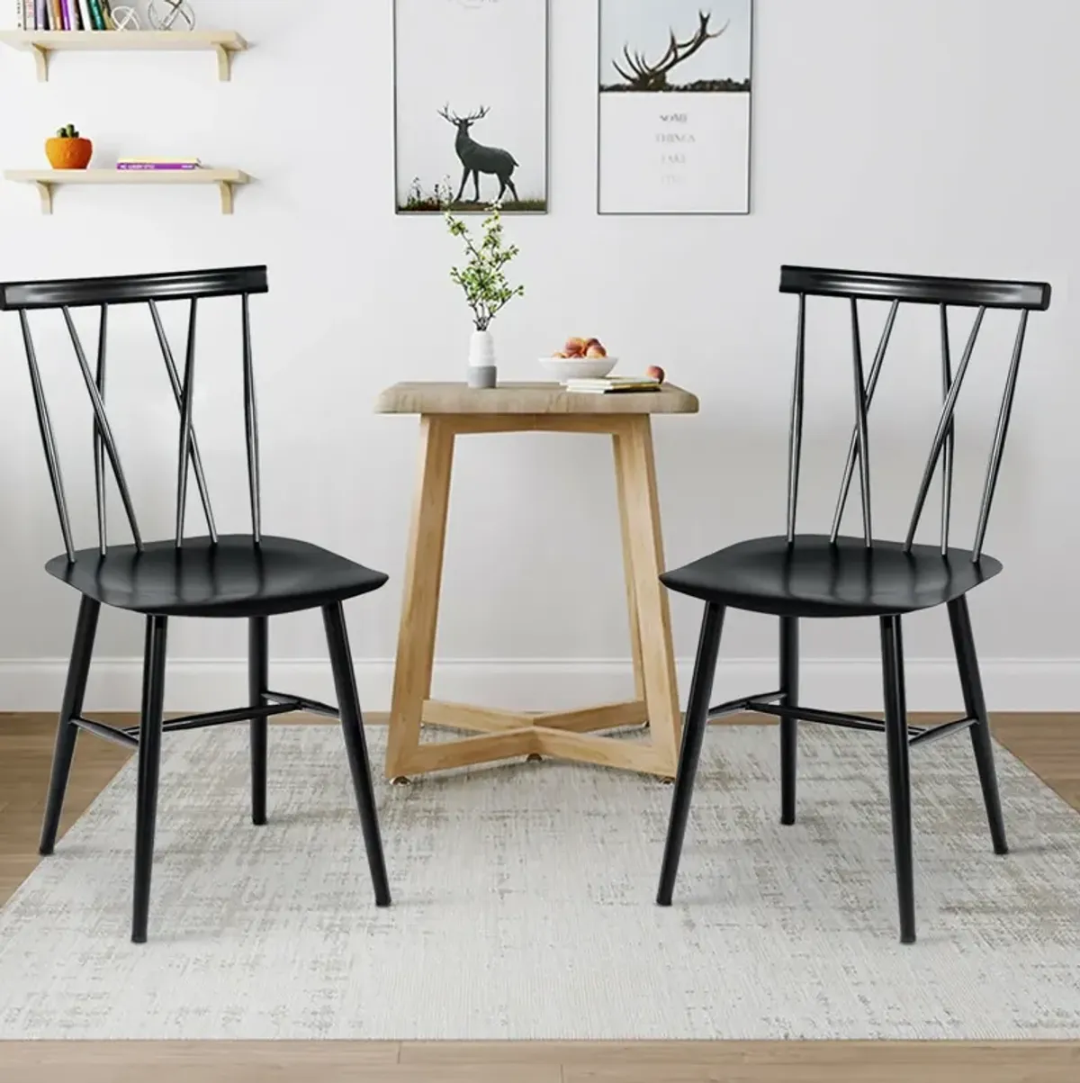 Set of 2 Modern Dining Chairs with Backrest