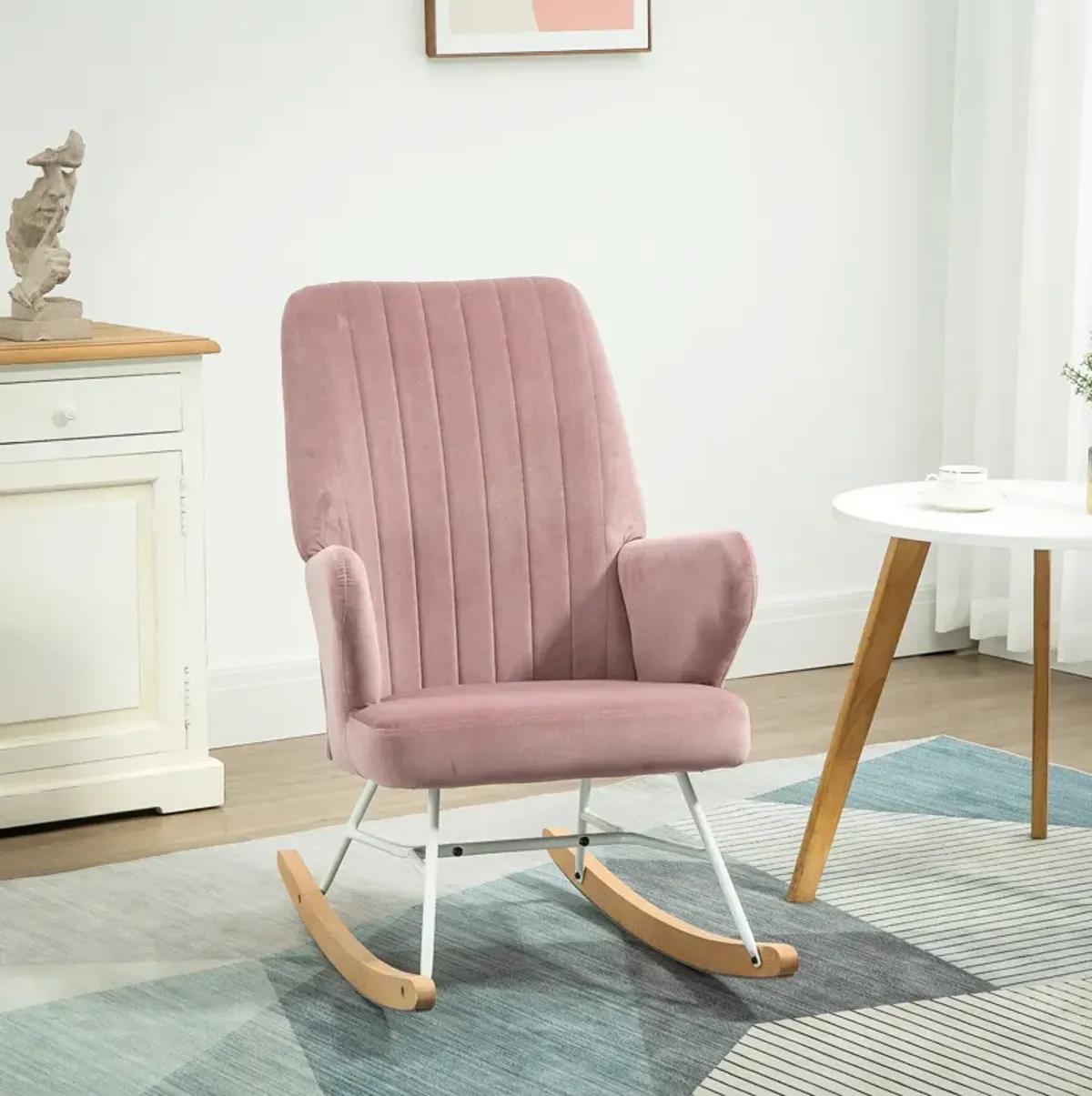 Pink Nursery Comfort: Upholstered Glider Rocking Accent Chair