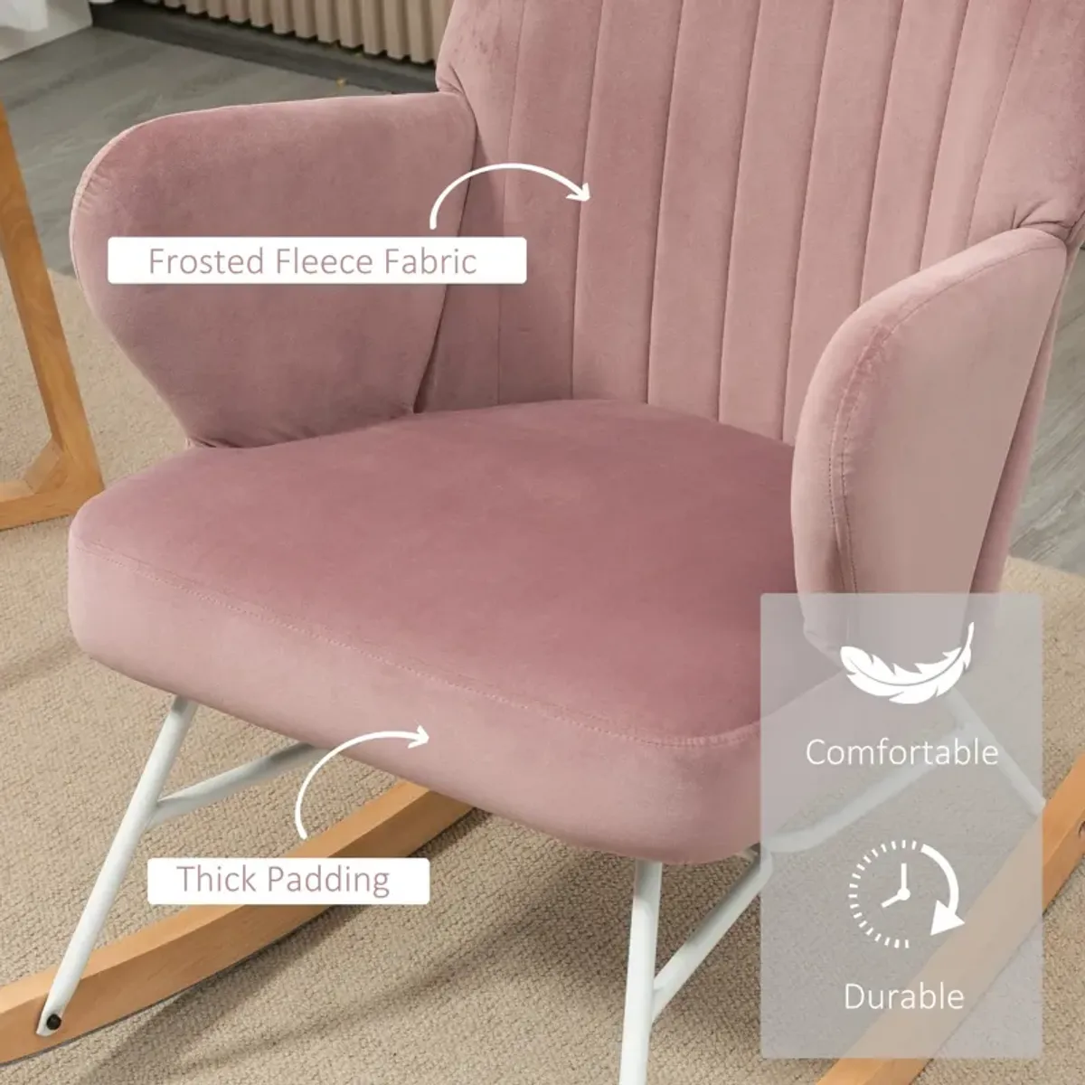 Pink Nursery Comfort: Upholstered Glider Rocking Accent Chair