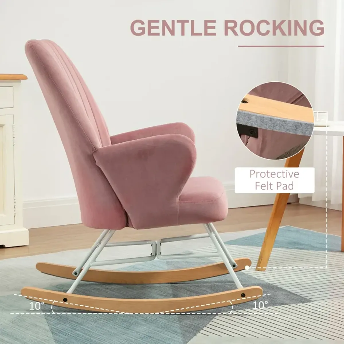 Pink Nursery Comfort: Upholstered Glider Rocking Accent Chair