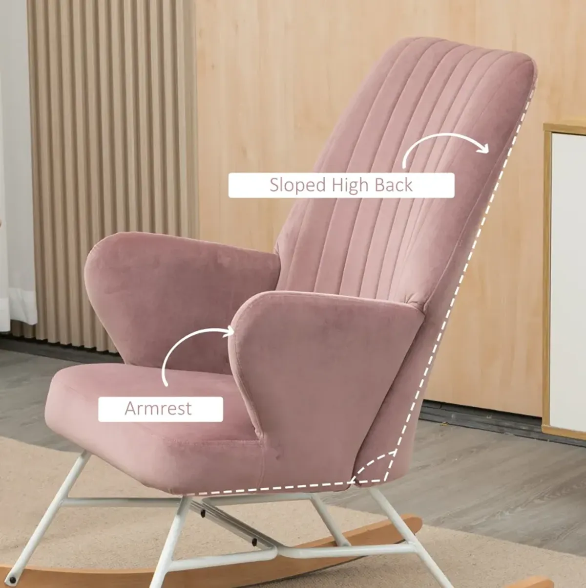 Pink Nursery Comfort: Upholstered Glider Rocking Accent Chair