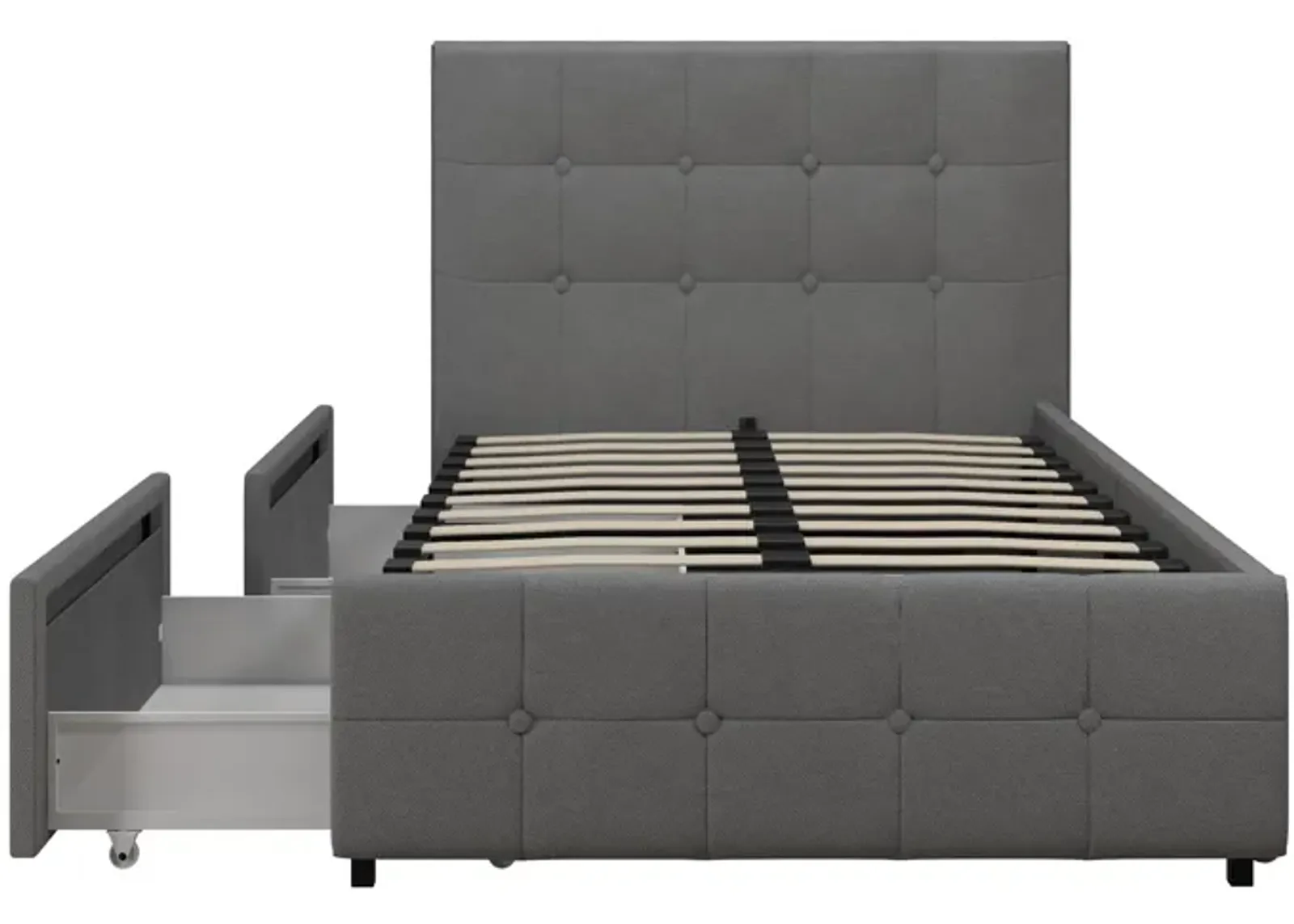 Ryder Gray Linen Upholstered Bed with Storage