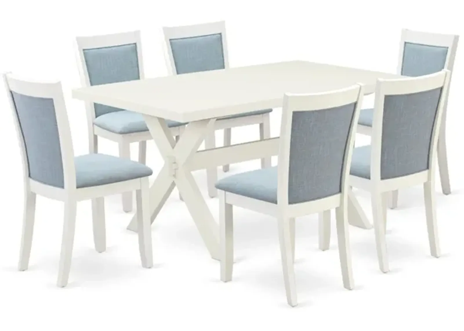 East West Furniture X026MZ015-7 7Pc Dining Set - Rectangular Table and 6 Parson Chairs - Multi-Color Color