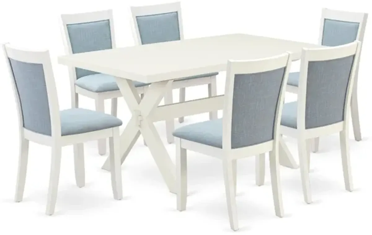 East West Furniture X026MZ015-7 7Pc Dining Set - Rectangular Table and 6 Parson Chairs - Multi-Color Color