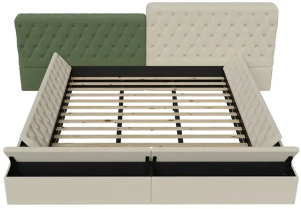 Merax Contemporary Fully Upholstered Platform Bed with Storage